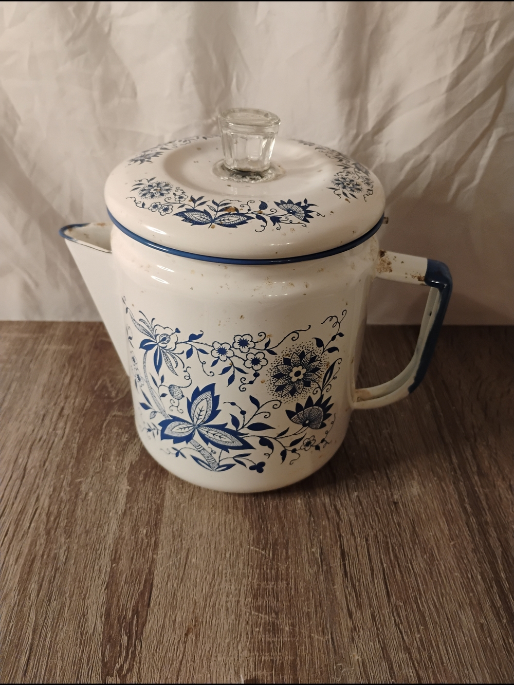 Vintage Metal/Enamel Floral Stovetop Percolator